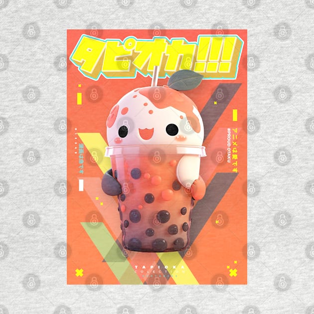 Excited Orange Juice Flavoured Bubble Tea with Mint - Tapioka Collection | Kawaii Aesthetic Anime Bubble Tea 3D Pop Art Design | PROUD OTAKU by PROUD OTAKU